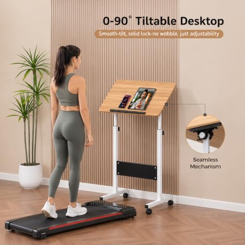 Image of Ant Esports Bravo LT500 Height Adjustable Standing Desk with Wheels, Mobile Walking Pad & Treadmill Desk, Tiltable Laptop Workstation, Sit Stand Computer Table for Home Office, Study & WFH, 60 x 40 cm