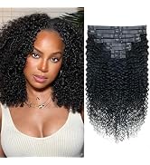 Seamless 3C 4A Kinky Curly Clip In Extension PU Weft Curly Clip in Extension Human Hair Clip Ins ...