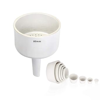 Buchner Funnel 80 mm, Porcelain Buchner Filter Funnel OD 8 cm, Laboratory Buchner Ceramic Funnel with 9 * 1 Filter Adapter Cones Set