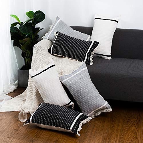 Blue Page SQ1088-GREY-30X50 Pack Of 2 Comfy Lumbar Decorative Pillow Covers thumb #6