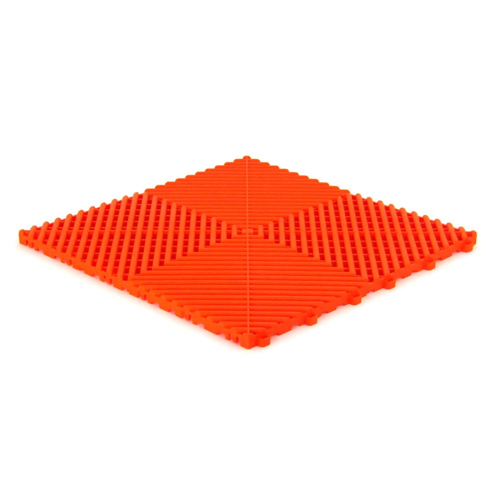 Lot de 25 dalles de sol clipsables - ORANGE - (4m²) pour garage, cellier, atelier, abris de jardin. Effet Damier 40x40cm, ép.1,8cm, Marque CLIC & dalle, série CLASSIC, Intérieur-Extérieur.