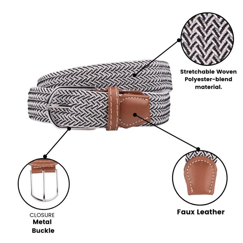 Image of The Tie Hub Unisex Stretchable Woven Fabric Belt | Adjustable, Hole-Free Design | Fits Up to 40 Inches Waist