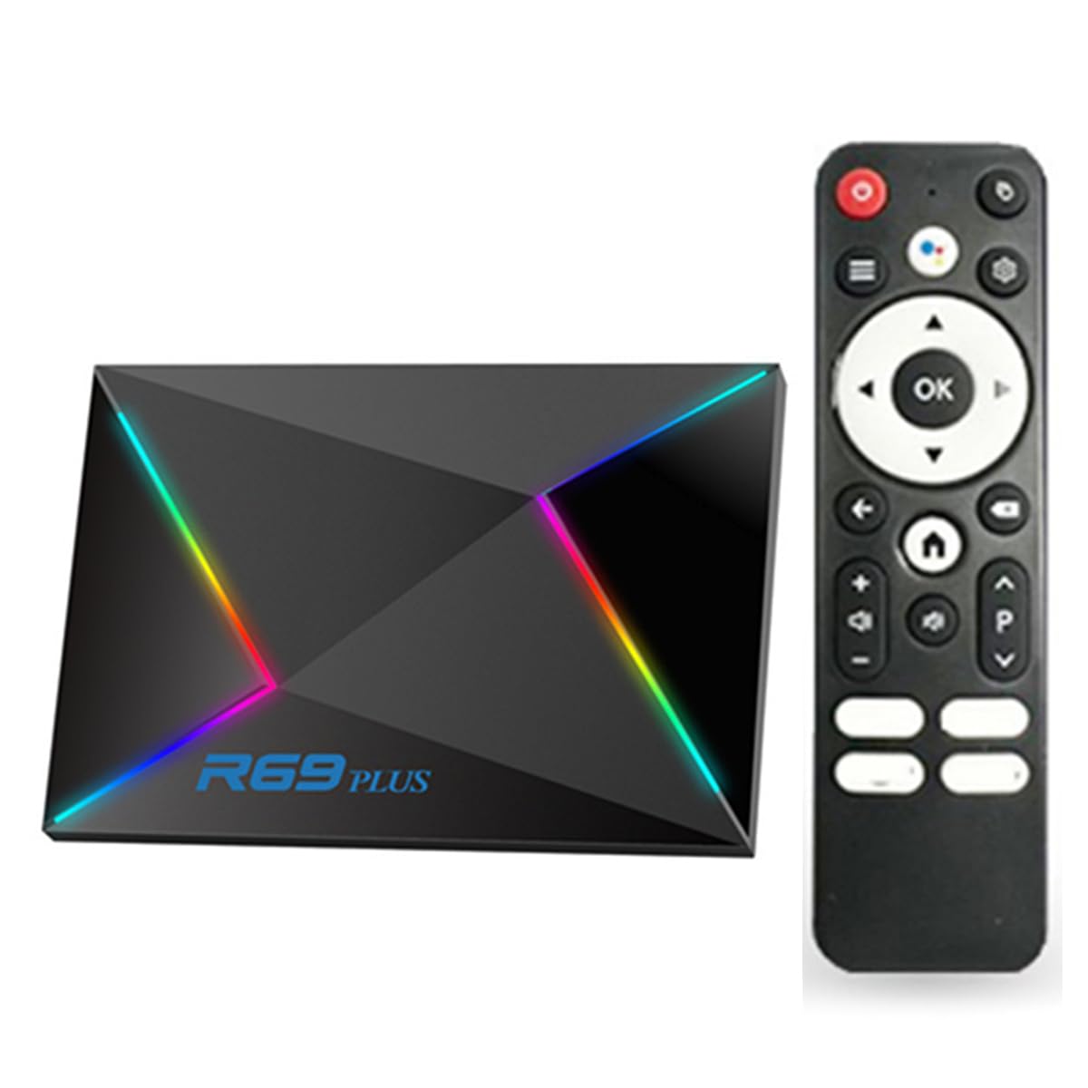 R69 PLUS Android 14.0 Smart Box 4GB RAM 32GB Emmc H728 Quad-Core 64Bit ARM Corter-A53 CPU Mali 8K Output BT5.0 2.4Ghz/5Ghz Wifi 100M LAN Enternet,4gb+32gb