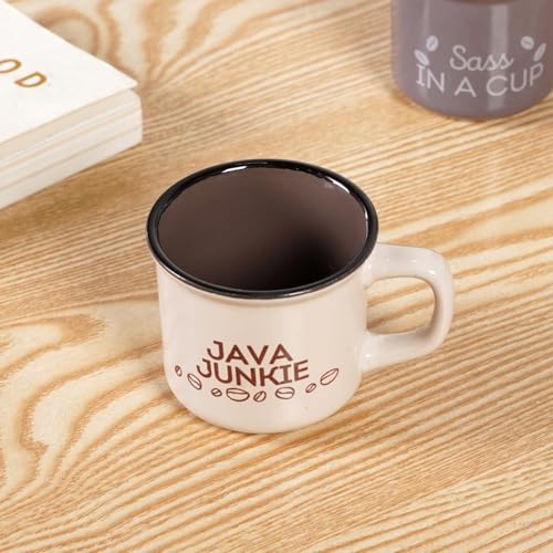 Image of Nestasia Ceramic Stackable Cups Set of 4 (170ml Each) - Quirky Quotes Tea & Coffee Cups with Glossy Finish | Microwave & Dishwasher Safe Mugs - Ideal for Gifting (Colourful)