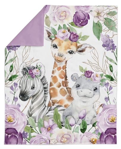 UNIQUE Safari Violet Flowers Roses Fabric Panel, 19 x 25 in,