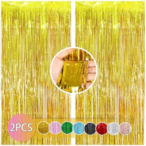 Gold Tinsel Curtain for Parties and Events Cover