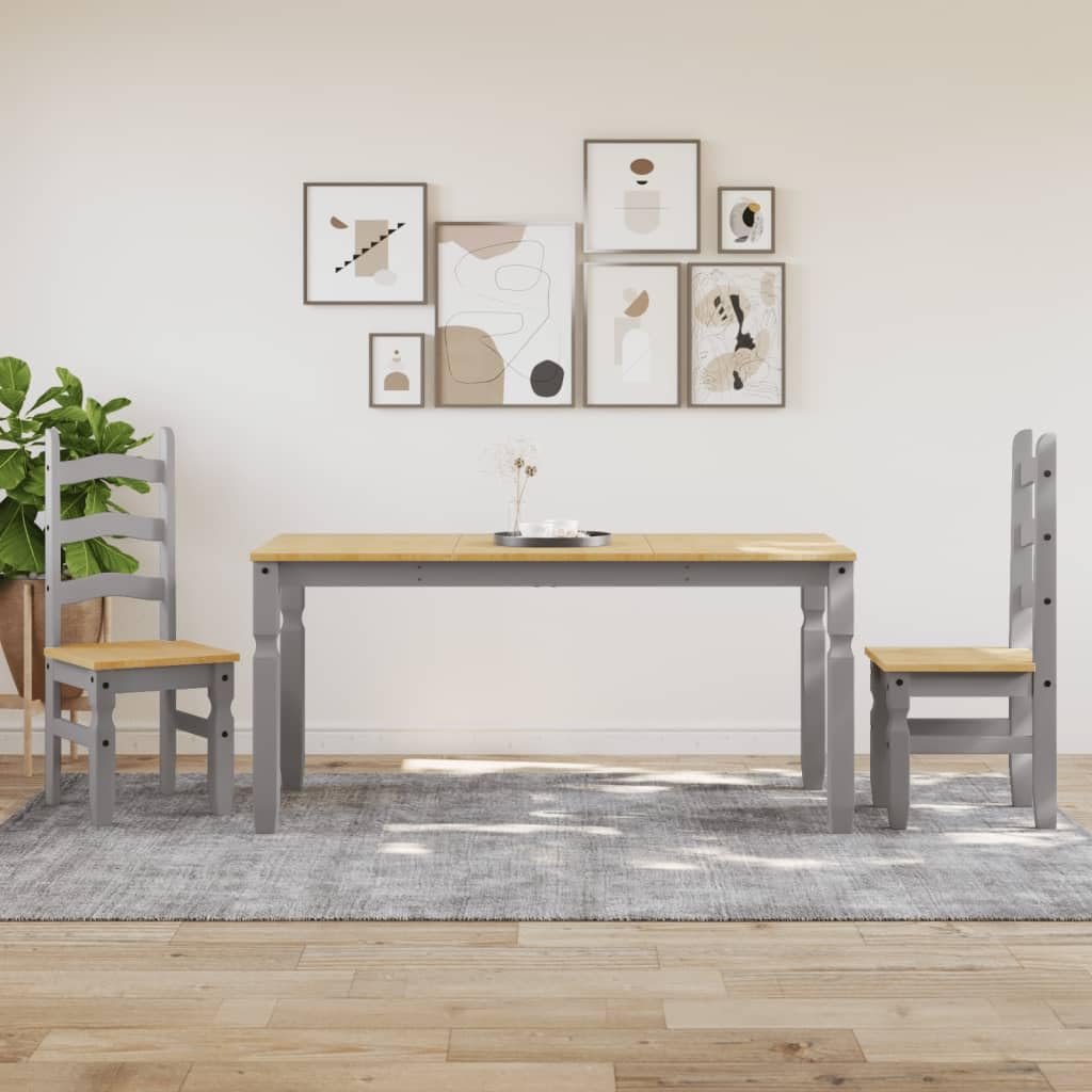 Tavolo da pranzo in legno massello di pino grigio, 160 x 80 x 75 cm