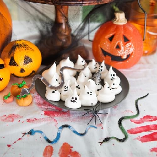 Aysatogc 12 Stück Gummischlange Klein Realistische Schlange Spielzeug Fake Schlange Gummitiere Spielzeug für Halloween Deko Aprilscherz Stressabbau, Bunte