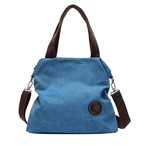Symboat Mujeresu00a0u0096u00a0Bolso Bandolera (Lienzo Bolso Zipper Purse Satchel Casual Crossbody, Azul