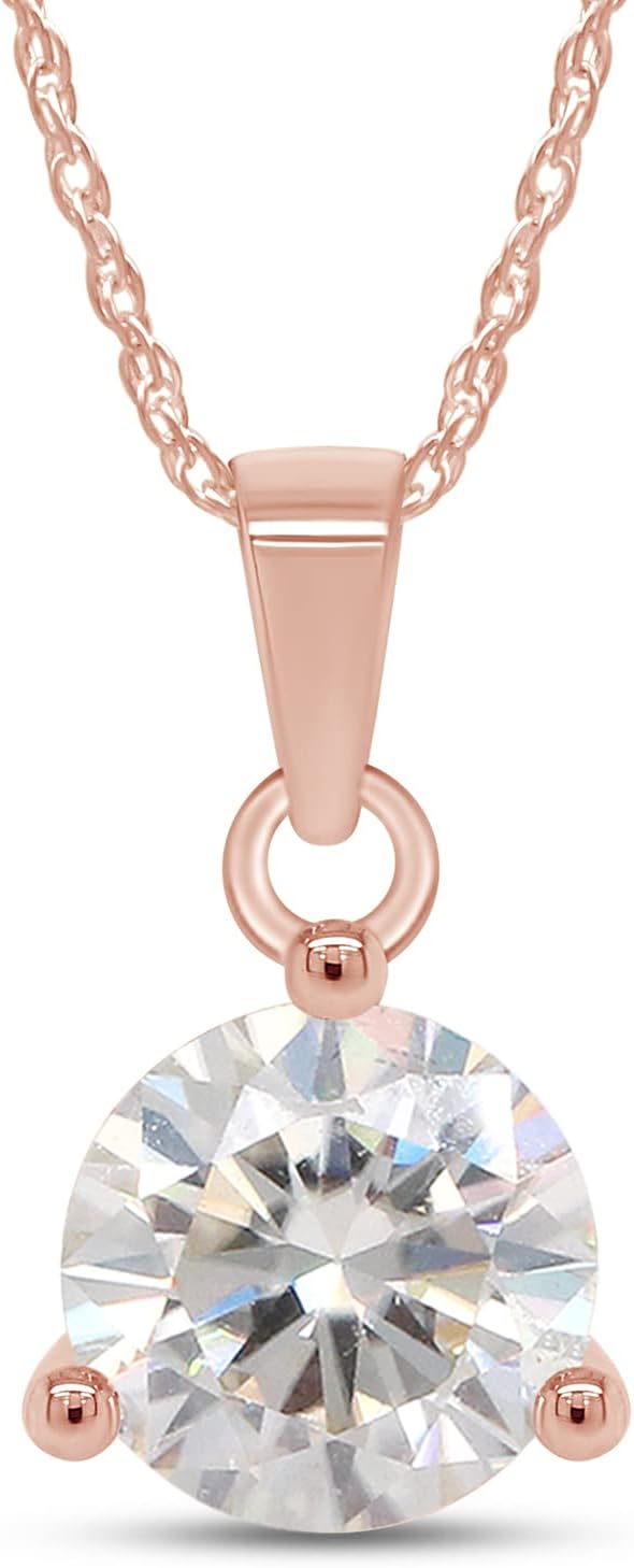 SAVEARTH DIAMONDS 2CT Moissanite Pendant Necklace 18K Gold Plated Silver D Color Ideal Cut Diamond Necklace for Women