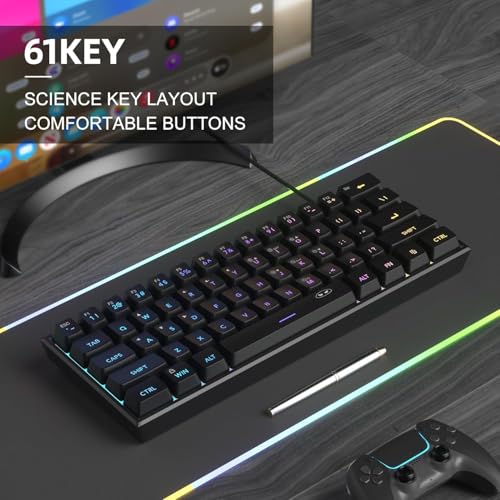 Image of MageGee TS91 Mini 60% Gaming Keyboard, RGB Backlit 61 Key Keyboard, Ergonomic Waterproof Mechanical Feeling Office Computer Keyboard for PC, MAC, PS4, Gamer -Violet