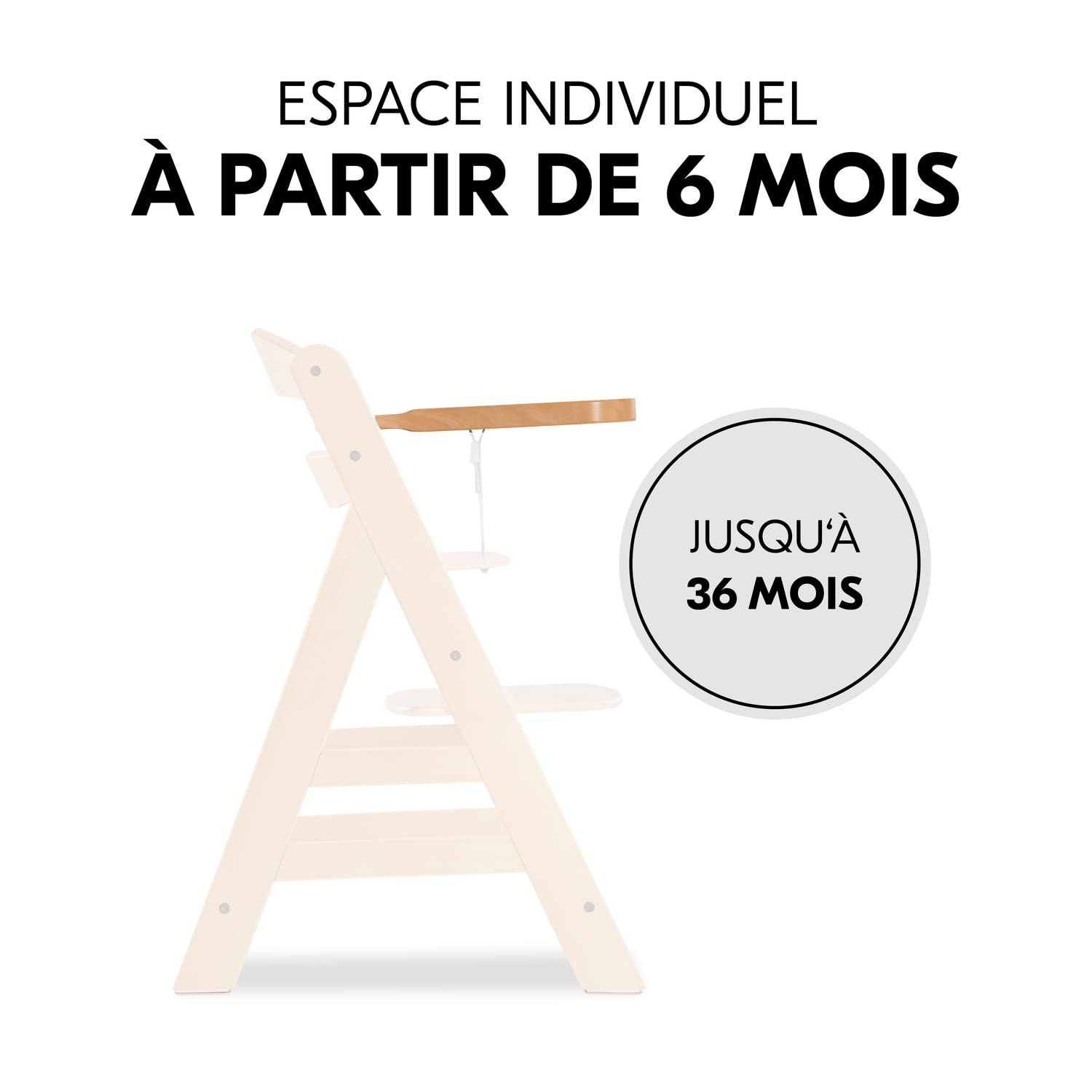 hauck Plateau Bebe Repas pour Chaise Haute Bébé Alpha+ & Beta+ – Tablette Alpha Wooden Tray 6-36 Mois, Bois de Hêtre FSC, Bord Surélevé - Naturel