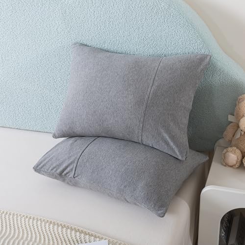 Image of H HOUSEHOLD 2-Pack Pillowcases 100% Cotton Knit Envelope Style, Ultra Soft Breathable Standard 13x18 Inch Pillow Cover, Machine Washable Elegant Gray