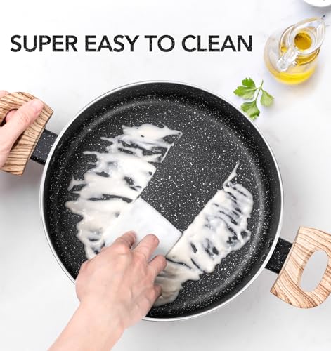MICHELANGELO Stock Pot with Lid, 24cm/6L Soup Pot Nonstick, Cooking Pot with Lid, Induction Pot for Cooking, Non Stick Pot for Kitchen, Black Granite Pot - Image 6