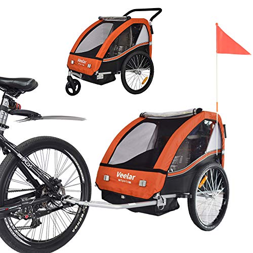 TIGGO World Convertible Jogger Remorque à Vélo 2 en 1, pour Enfants BT502-D04 Orange