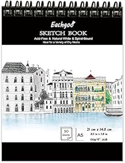 Eachgoo Spiral Bound Sketchbook, A5 130gsm 50 Sheets Acid Free Sketch Paper for a Variety of Dry Media