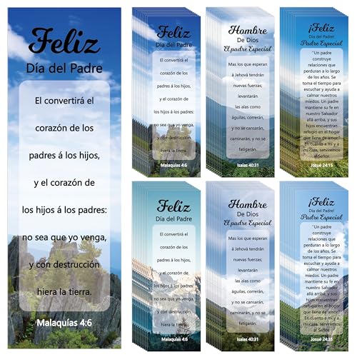 TICIAGA Father's Day Christian Bookmark - 60Pcs Spanish Religious Christian Bookmarks with...