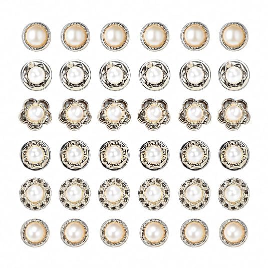 ULB 30 Pcs Pearl & Diamond Brooch Button Pins for Women – No-Sew Shirt Button Covers – Decorative Mini Brooch for Sarees, Dresses, Cardigans, Shirts & Bags – DIY Craft Accessories, Quick Styling Fix..-picture-50