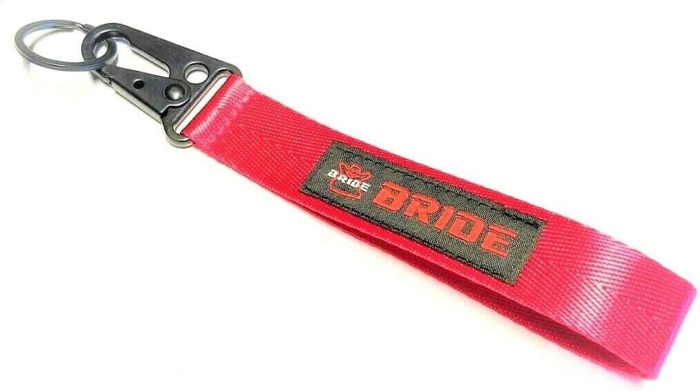 JDM BRIDE Red Wrist/Palm Racing Keychain Carabiner With Black Hook New