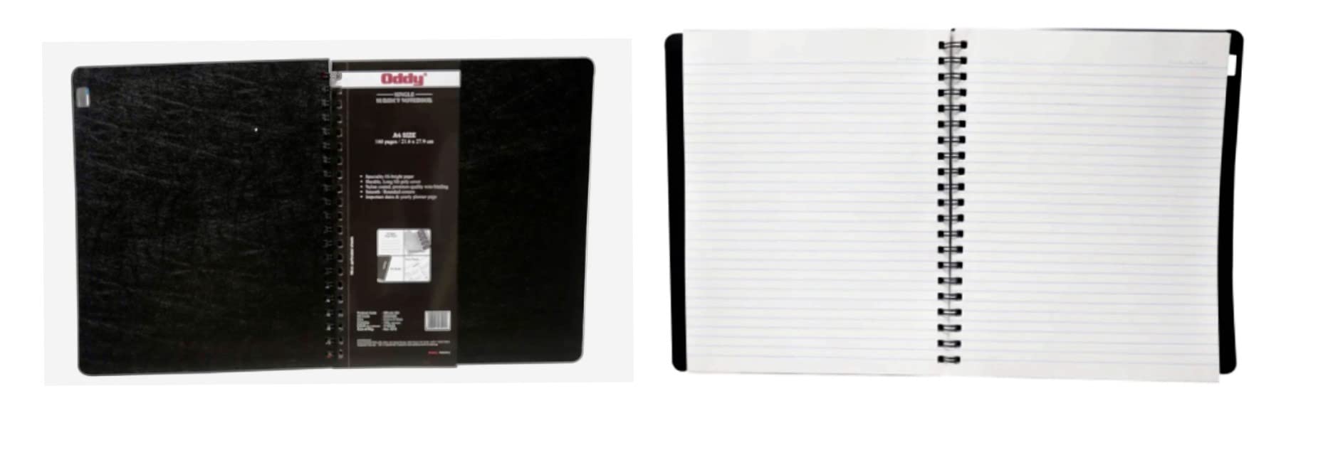 Oddy Spiralbuch, A5-Größe, WR-A5-160, 5 Stück, 160 Seiten pro Notizbuch, beidseitig, liniert, 5 Stück