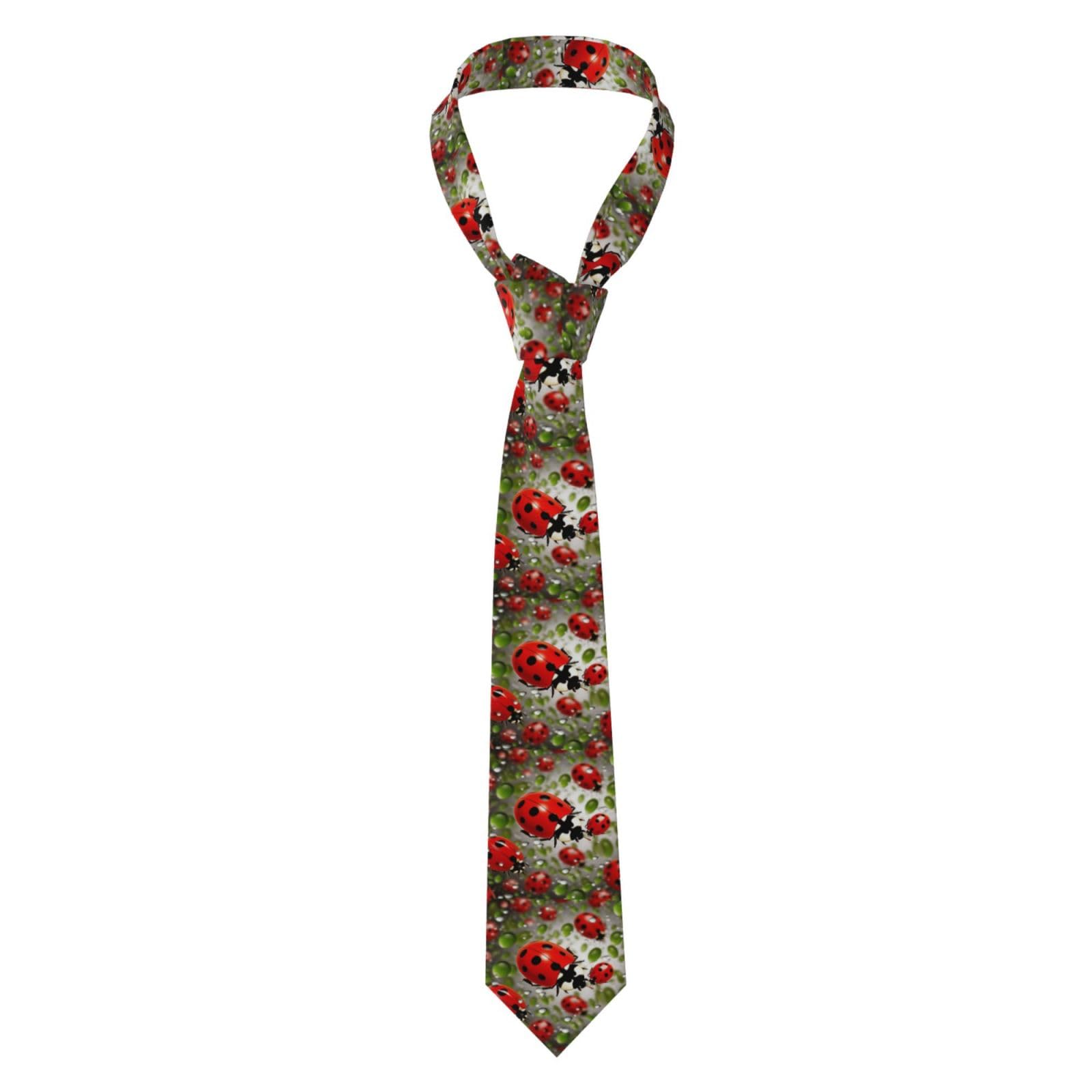 Kwqdozf Men's As Pic Ladybug Ties For Silk Neckties Extra Long Ties