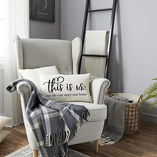 Meekio Farmhouse Pillow Covers With This Is Us Quote 12" X 20" Farmhouse Rustic Décor Lumbar Pillow Covers With Saying Housewarming Gifts Family Room Décor #TOP1