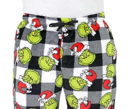 Dr. Seuss Grinch Pajamas, Fluffy Grinch Pajama Pants for Men & Women, Buffalo Plaid Grinch Fleece Pants for Adults, S-XL3