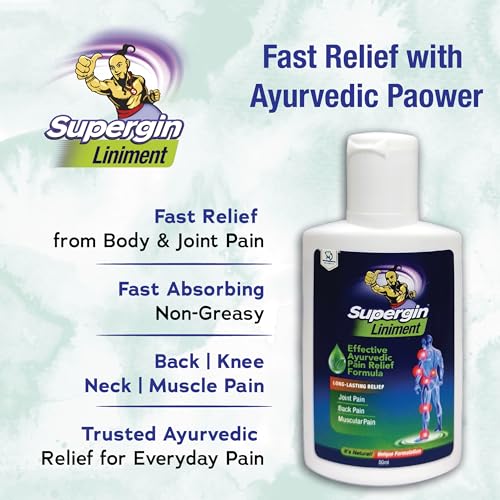 Image of Supergin Liniment Oil 50ml | Ayurvedic Pain Relief Liniment for Joint Pain, Knee Pain, Back Pain & Muscle Pain | Fast Absorbing Herbal Oil for Arthritis, Stiffness, Sprain & Shoulder Pain Relief - Combo Pack