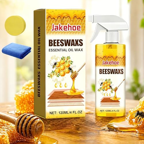JAKEHOE Beeswax Wood Polish for Dull Furniture Care Non-greasy Wood Cleaner & Shine Enhancer Easy Spray & Wipe for Cabinets Tables & Finished Wood Surfaces (1 pcs)