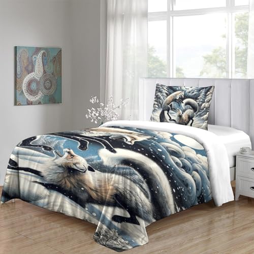 Housse de couette renard 3D le cadeau idéal pour décorer un lit simple