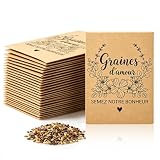 60 Pcs Sachet Graines Mariage Kraft, Cadeau Invites Mariage Pochettes pour Graines à Semer 7 x 9,5 cm, Cadeau Mariage Invité, Cadeau Invité Mariage pour Invités Mariage Anniversaire