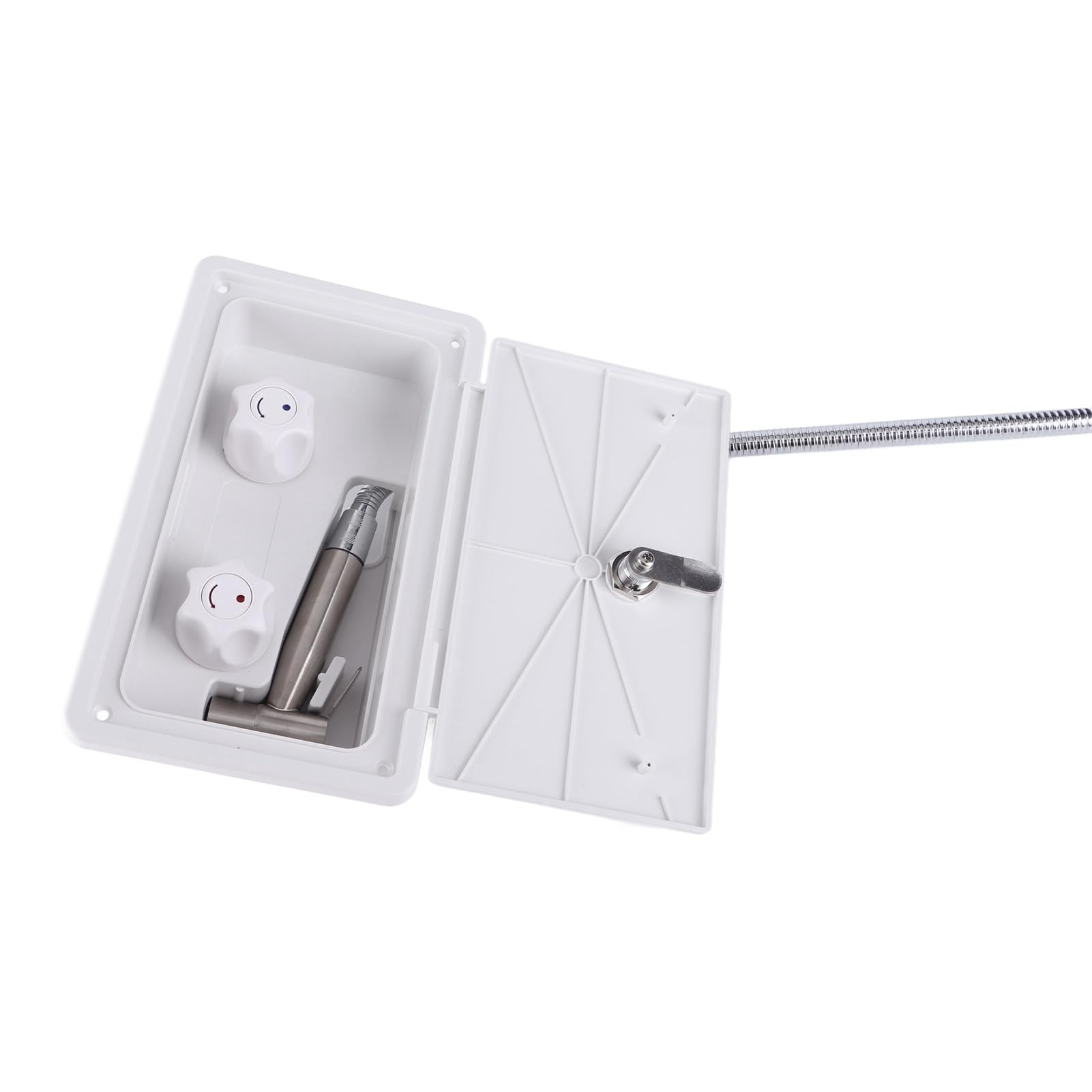 Kit Douche Extérieur Camping-car UISKEDS - Robinet Avec Pommeau Acier Inox - Serrure Et Clé - Réglage Eau Chaude/froide - ABS Résistant UV