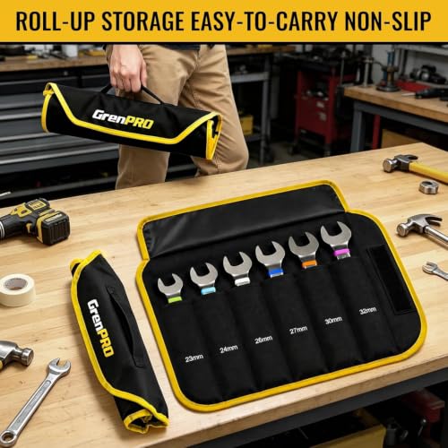 Image of GRENPRO 23-32MM Large Metric Wrench Set, Combination Open End Wrench Sets