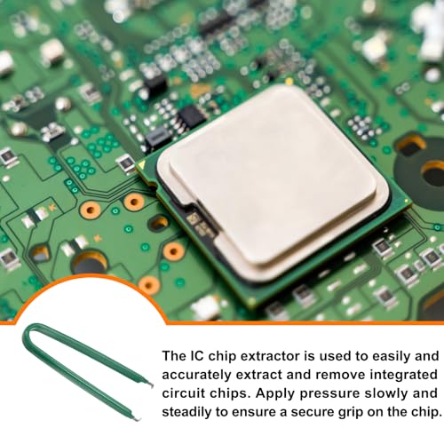 Image of HARFINGTON 3Pcs IC Chip Extractor IC U Shape Puller Stainless Steel with Insulated Vinyl Grip Motherboard Circuit Board Component Puller Chip Extractor for PCB Removal Tool, Green