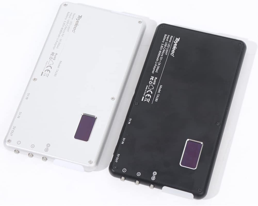 TA180 Slim Handhohld On-Camera Photo Mini Bicolor Pocket Panel Fill Lighting Vlog Makeup Supplement Lightweight Electronic Photographic Lights Jewelry Shoot Build-in Li-Polymer Mobile Charger