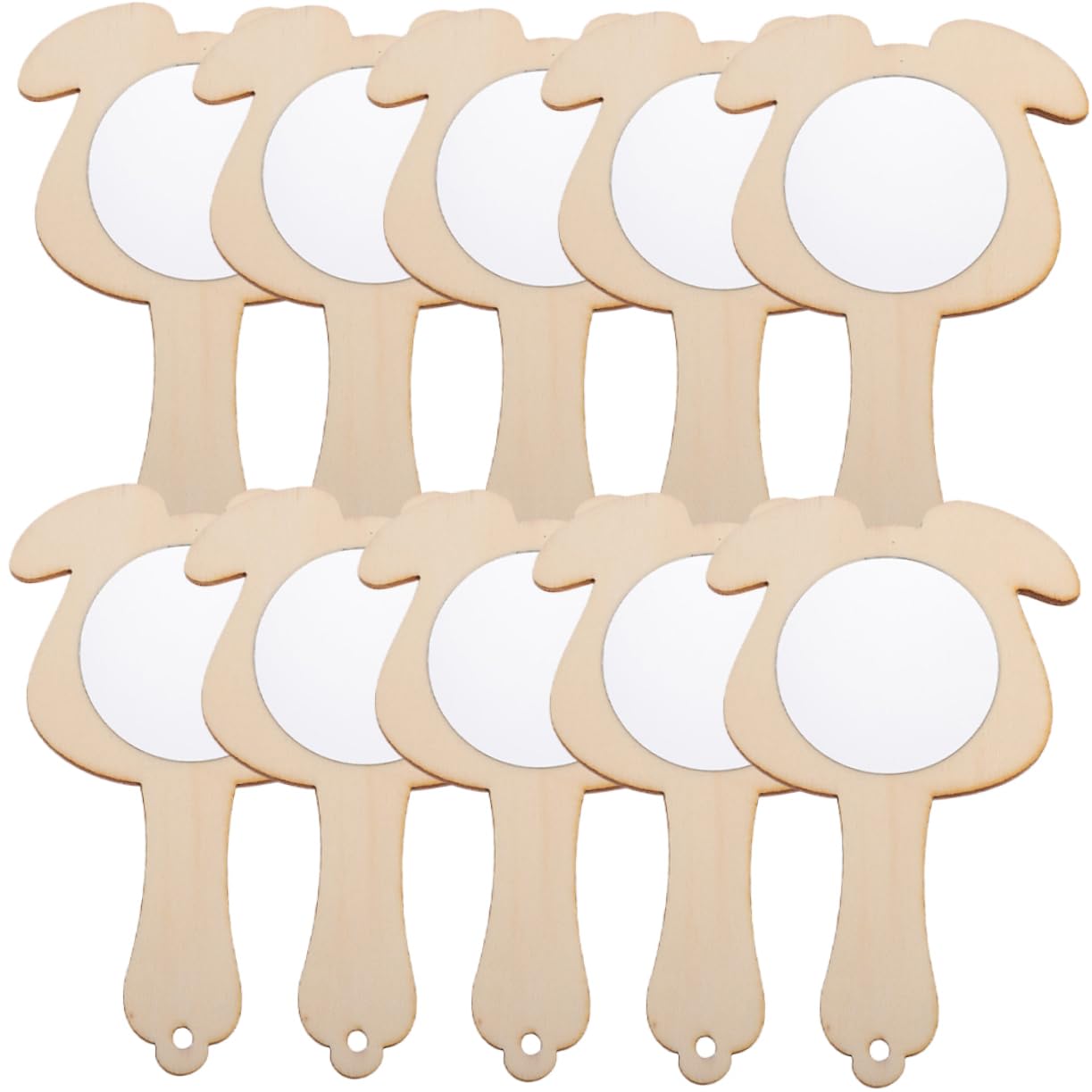 TOVINANNA 10pcs Mini Unfinished Wooden Hand Mirrors DIY Clay Toys Little Mirror for Boys and Girls