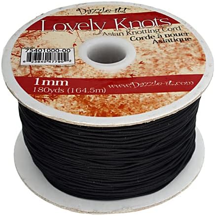 John Bead Lovely Knots 1mm Black Chinese Knotting Cord for Jewelry and Craft Making, 180 yds