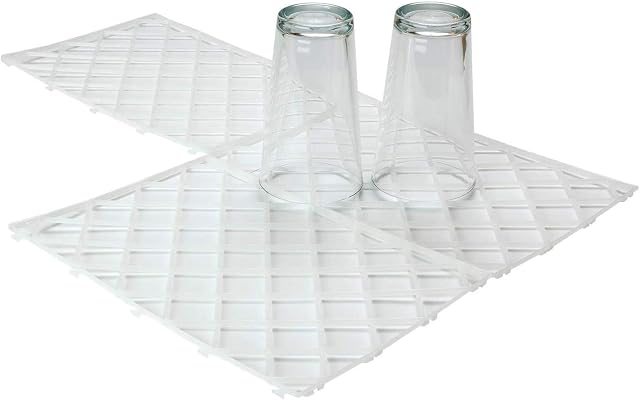 We Can Source It Ltd - Interlocking Glass Mats - 8" x 12" White Plastic Pub Bar Shelf Liner Matting for Glasses - Set of 40 Bar Mats