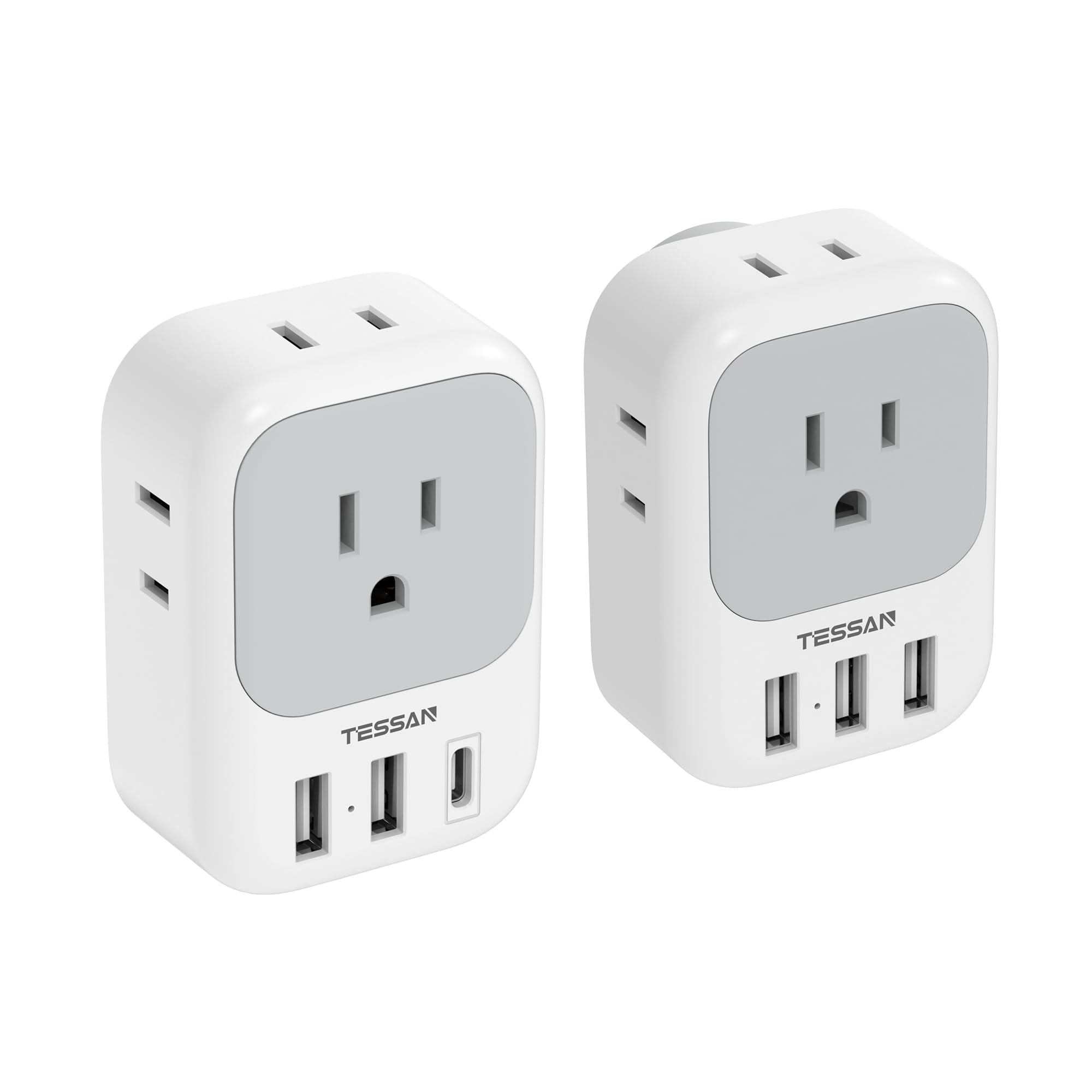 2 Pack Multi Plug Outlet Extender with USB, TESSAN Electrical 4 Box ...