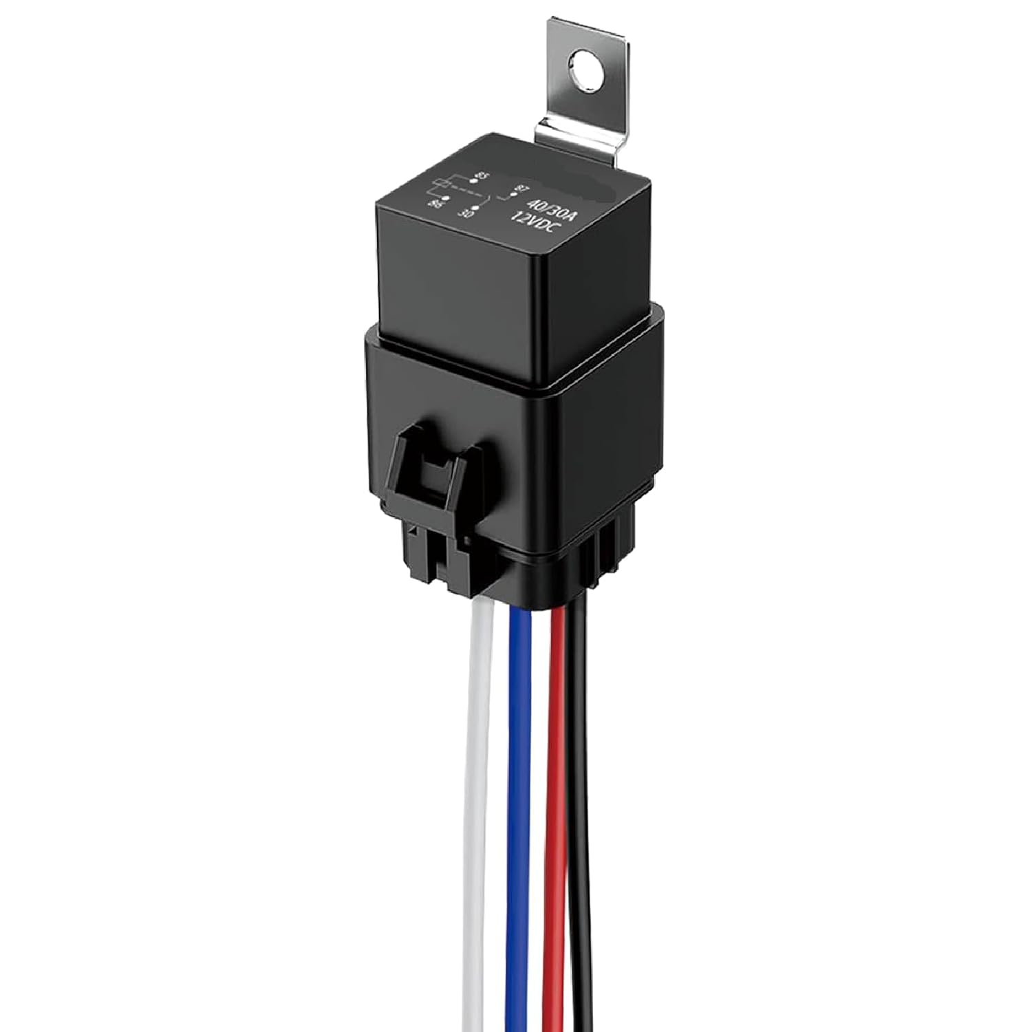 5 Pack 4-PIN Relay 40/30AMP 12V DC Automotive Relays Waterproof Relay with Harness Heavy Duty 12 AWG Tinned Copper Wires (4 Pin)