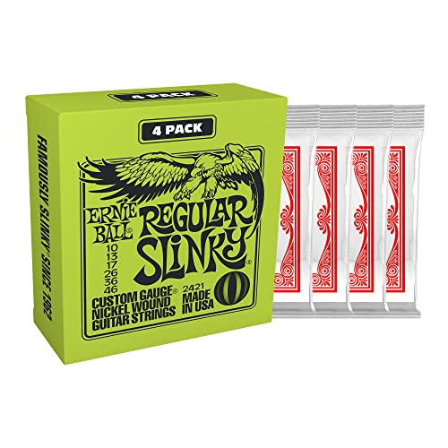 Image of Ernie Ball Regular Slinky Nickel Wound Electric Guitar Strings Amazon Exclusive 4-Pack - 10-46 Gauge