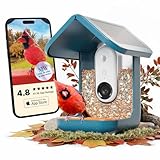 Birdbuddy PRO Solar Smart Bird Feeder with Camera - AI Bird Species Identification, 5MP Photos, 2K HD Video Live Stream Camera, Slow-Motion Video, 2.6in Focus - Blue Solar