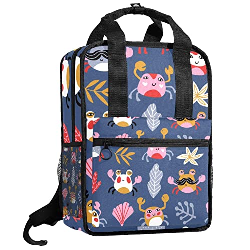 Cartable mignon de dessin animé crabe multicolore avec bretelles réglables enfant