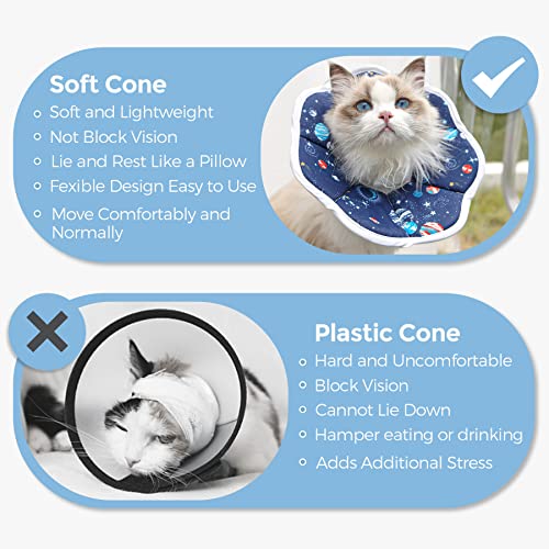 Comsaf Soft Cat Recovery Collar, Protective Adjustable Pet Cone Collar For After Surgery, Comfortable Lightweight Elizabethan Collar For Cat Kitten Prevent From Licking Wounds, Not Block Vision #TOP4