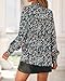 BTFBM Womens Tops Dressy Casual Spring 2026 Boho Floral V Neck Long Sleeve Half Button Down Shirt Work Business Blouses(Floral Black Blue, Medium)