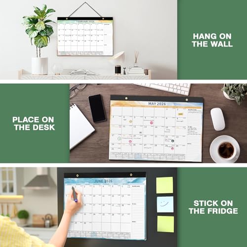 Image of Ospelelf Magnetic Calendar 2026-2027 for Refrigerator, Desk Wall Calendar, January 2026 - June 2027, Monthly Large Planner Pad with Plastic Cover 17 inch X 12 inch Multicolor