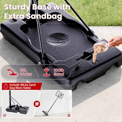 Image of Feelwin Basketball Hoop for Kids Youth Adults, Portable Adjustable Height Basketball Goal with Wheels for Outdoor Use,Backyard & Driveway