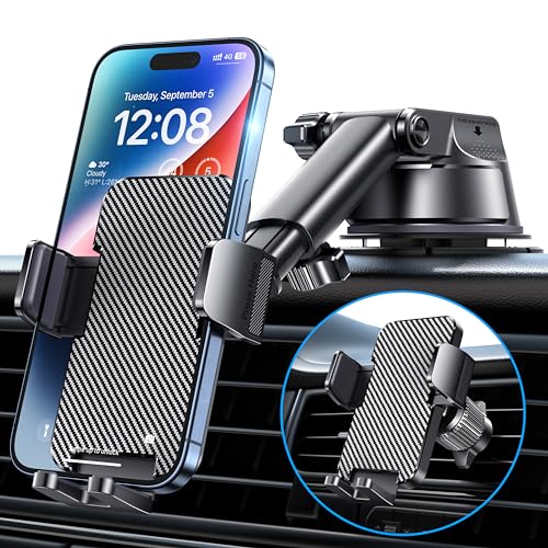Phone Holders for Your Car 3-in-1 Universal Car Phone Holder Windshield Dashboard Air Vent Cell Phone Car Mount Hands Free Car Phone Mount Fit for iPhone Android Smartphones