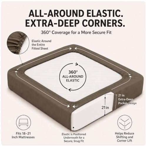 Image of CozyLux 6-Piece Queen Sheet Set, Fits 18-21 Inch Mattresses, Oeko-TEX