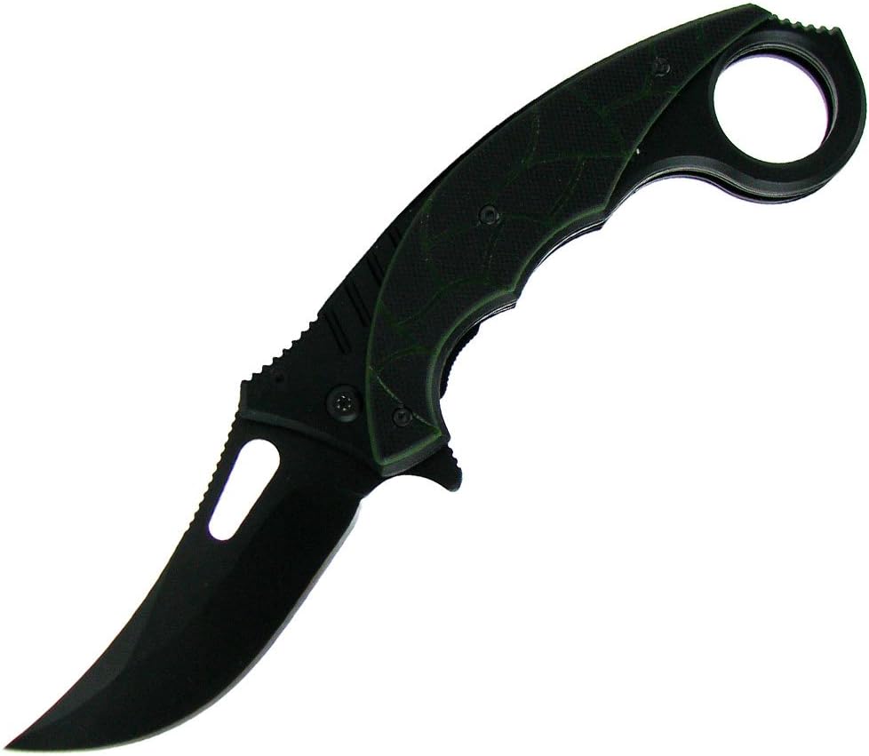 Whetstone Cutlery Sharp Stainless Spring Assisted Folder with Finger Grip Handle Knife, Black